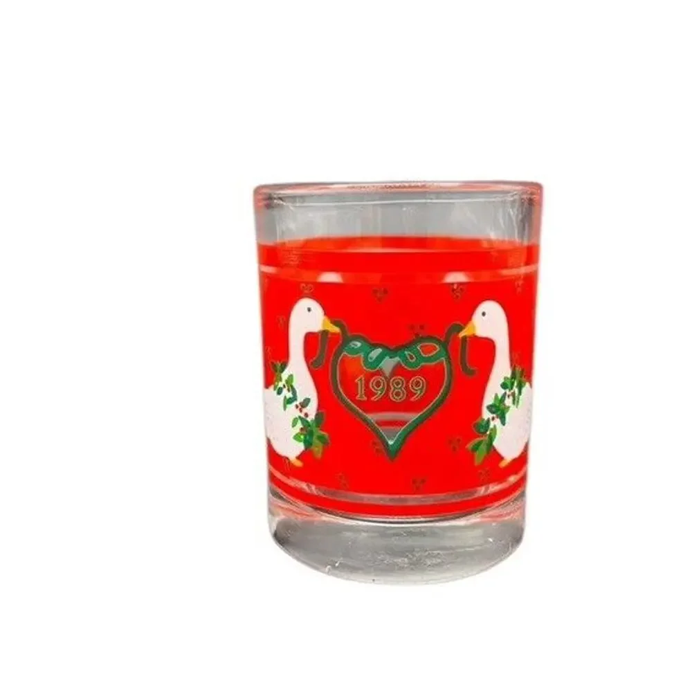 VTG Geese‎ Christmas Candle Holder Tea Light Votive Bow Hallmark 1989 Country